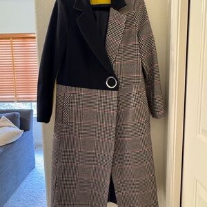 Topshop Blue and Gray Blazer with Asymmetrical Style